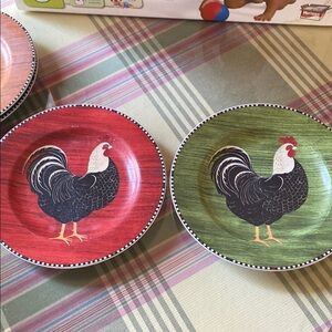 Colorful Rooster Decorative Plates